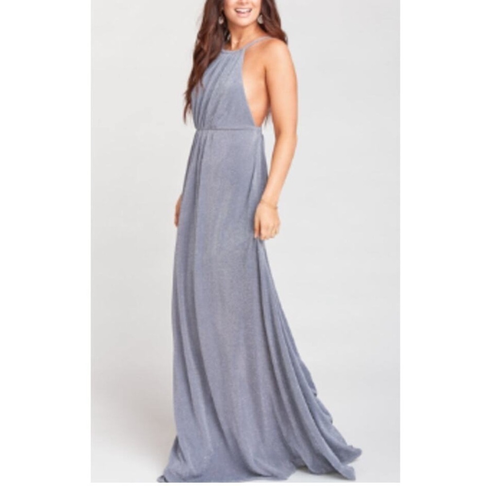 Show Me Your Mumu NWT Amanda Dancing Queen Shine Smoke Gray Sparkle Maxi Dress S - Picture 14 of 17